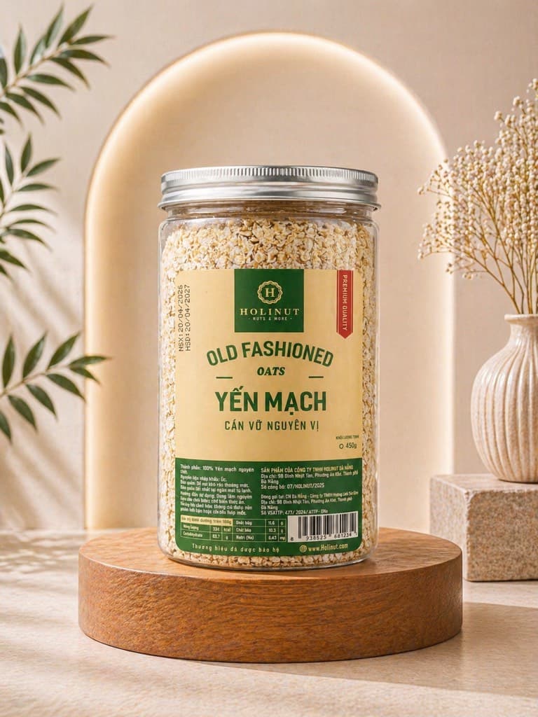Hạt yến mạch hấp cán mỏng sấy khô 450g
